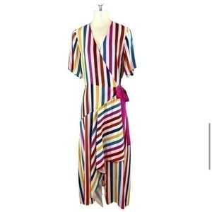 Color Me Courtney Taira Rainbow wrap dress size large